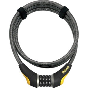 OnGuard Akita Resettable Combo Cable Lock: 6' x 12mm, Gray/Yellow