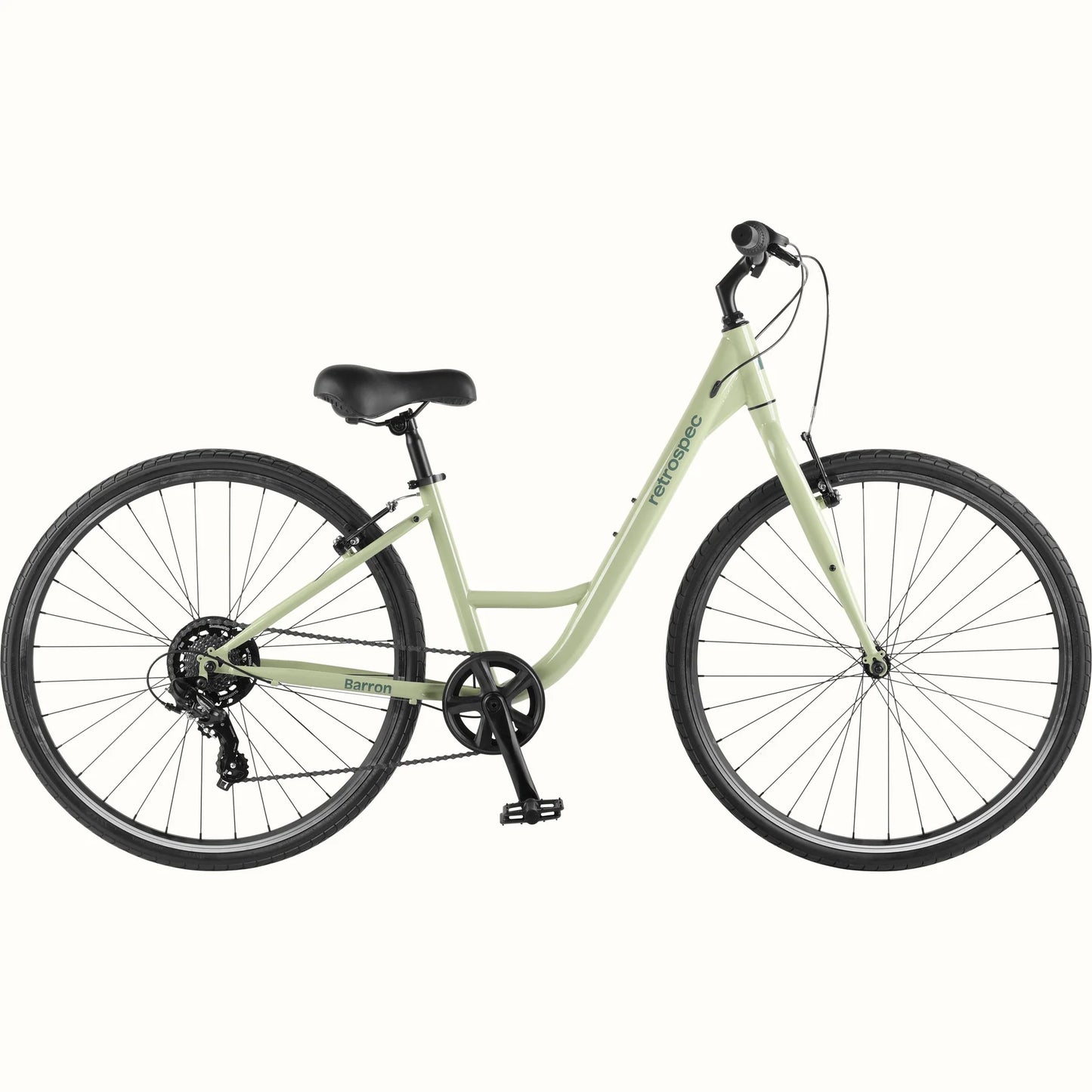 Retrospec Barron Comfort Hybrid Bike - Step Through 7 Speed - 42 - Aloe