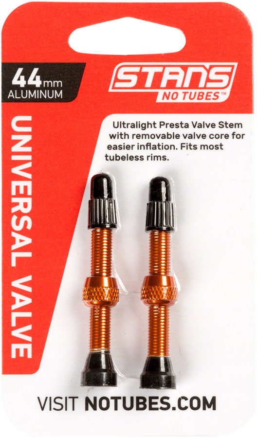 Stan's Alloy Valve Stems - 44mm, Pair, Orange
