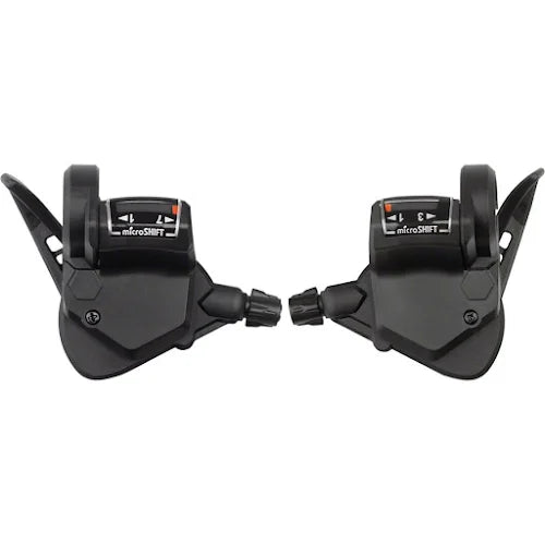 microSHIFT TS38 Thumb-Tap Shifter Set - 7 Speed, Triple, Optical Gear Indicator, Shimano Compatible