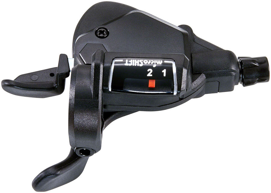 microSHIFT TS39 Left Thumb-Tap Shifter - Double Optical Gear Indicator Shimano Compatible Black